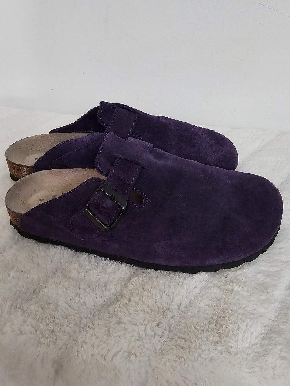 Beaver Creek Purple Suede Slip-On Clog with Adjustable Buckle Size 9